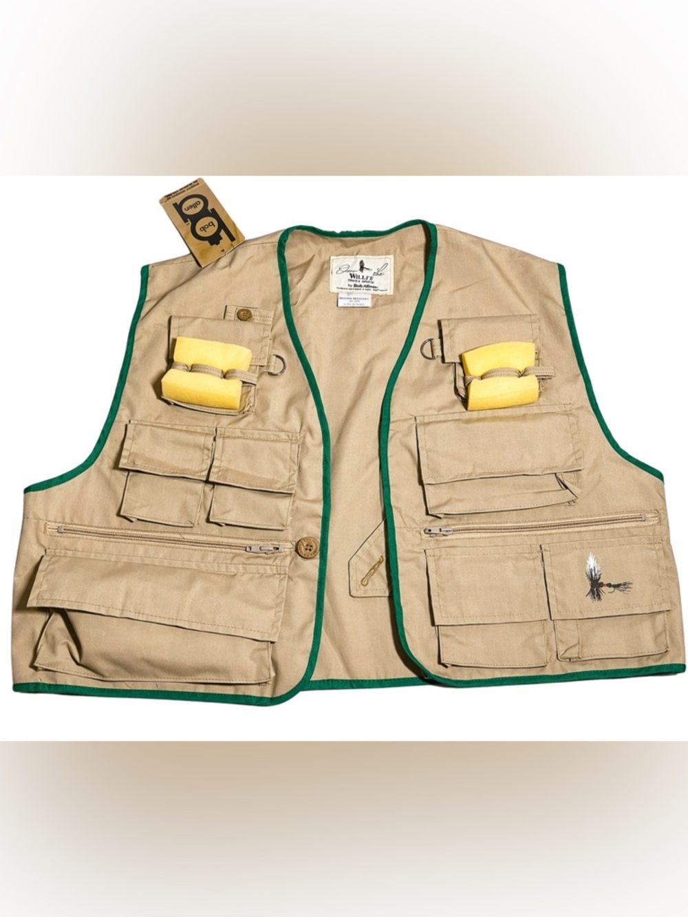 Vintage Bob Allen Wulff Fishing Apparel Vest XL Green Fishing Tackle Vest 1970s